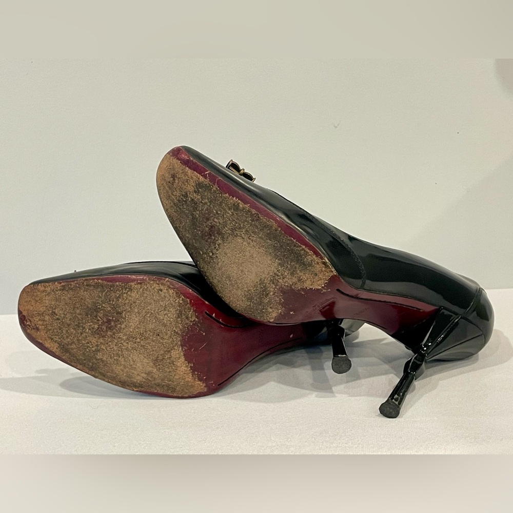 Louis Vuitton ‘05 patent leather pumps, jeweled detail, bulbed heel, 38 1/2, EUC - Picture 11 of 15